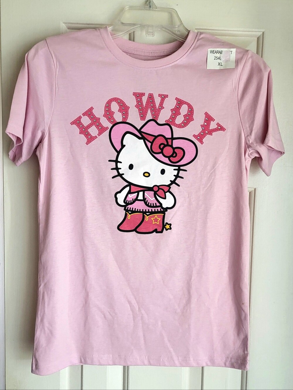Sanrio Hello Kitty 'Howdy' Cowgirl Pink Graphic Tee- Youth XL